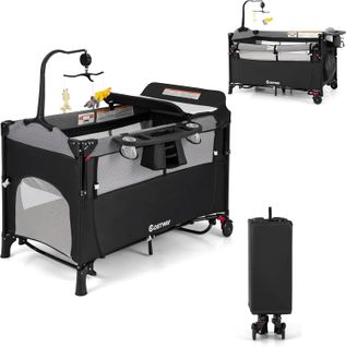 5 En 1 Lit Parapluie Bébé Avec Matelas et Table à Langer,Lit Bébé Evolutif Avec 4 Hauteurs Réglables