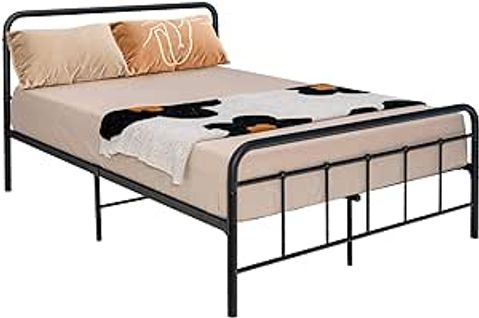 Cadre De Lit Métal 160x200cm Avec 9 Pieds Pour Adulte Simple Double,noir