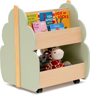 Étagère De Rangement Enfants Ave Forme De Feuilles, Bibliothèque En Bois à 2 Niveaux