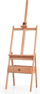 Chevalet De Peintre Sur Pied En Bois Hêtre Hauteur 2m Avec Tiroir De Toile Réglable à 92cm
