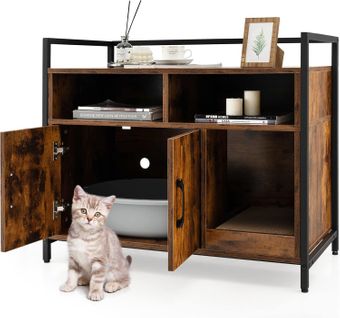 Meuble Litiere Chat Griffoir Amovible Industriel,89x45x74,5cm Noir