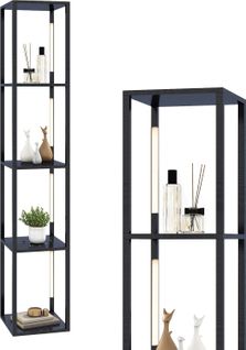 Lampadaire Salon 163cm Avec 4 Étagères Ampoules LED à 3 Intensités Variable