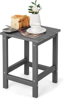 Table D’appoint Extérieure En Hdpe Résistante Aux Intempéries Charge 100kg, 36 X 36 X 47 Cm, Gris
