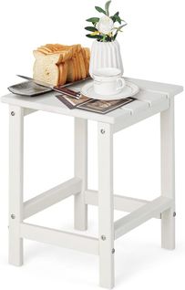 Table D’appoint Extérieure En Hdpe Résistante Aux Intempéries Charge 100kg, 36 X 36 X 47 Cm, Blanc