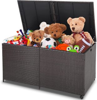 Coffre De Rangement Extérieure En Rotin 662l, Boîte De Rangement 150x77x73cm
