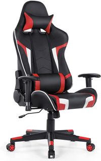 Chaise Gaming Ergonomique, Réglables En Hauteur Et Dossier, Accoudoirs Rotatifs, Charge 150kg Rouge