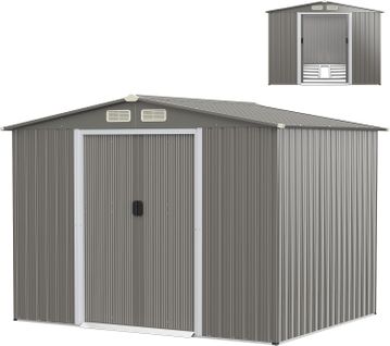 Abri De Jardin 4.7㎡en Acier Galvanisé Anti-uv, Exterieur 9.7 M³ Avec Porte Coulissante