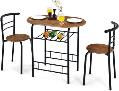 Ensemble De Table Et 2 Chaises De Salle à Manger,80 X 53 X75cm (l X L X H) Marron + Noir