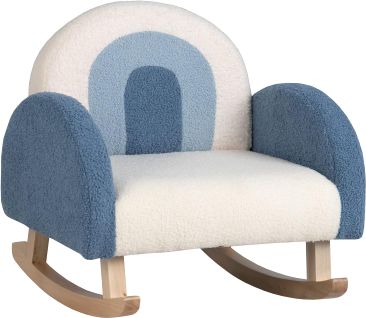 Fauteuil À Bascule Enfant, Fauteuil En Peluche Moderne Avec Pieds En Bois De Peuplier À Bascule