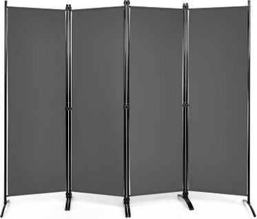 Paravent Intérieur Pliable 4 Panneaux 220x173cm, Cloison De Séparation Séparateur De Pièce En Tissu