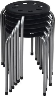 Lot De 6 Tabourets Empilables, Tabourets De Bars Ronds Structure,gris Foncé