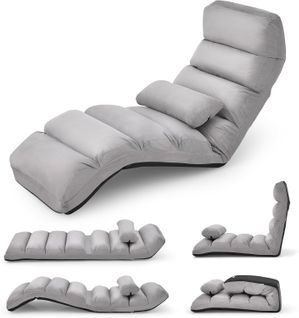 Fauteuil Relax Salon En Faux Daim Pliable, Réglable Sur 5 Positions (gris)