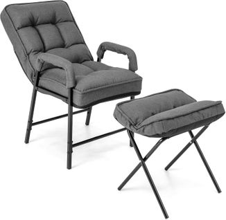 Fauteuils De Salon Avec Repose-pieds, Chaise D'appoint Moderne En Tissu De Lin