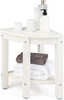 Tabouret Salle De Bain En Pehd Étanche, Banc De Douche D'angle 2 Niveaux, Charge Max 150kg, Blanc