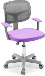 Chaise De Bureau Pivotante Enfants Avec Hauteur Réglable 80-91,5cm, Siège à Roulettes Enfants