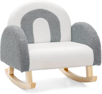 Fauteuil À Bascule Enfant En Peluche Avec Dossier et Accoudoirs Confortable, Chaise À Bascule