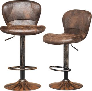 Tabourets De Bar Pivotants Lot De 2, Chaise De Bar Industrielle Avec Repose-pieds, Marron Rustique