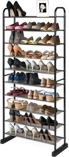 Étagère à Chaussures à 10 Niveaux, Rangement Pour 50 Paires De Chaussures, Étagère Amovible