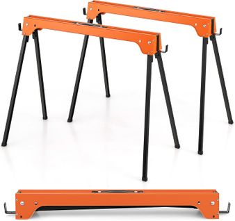 Lot De 2 Tréteaux Pliables Métalliques Charge Max 600 Kg, Tréteaux Pliants Compacts(orange)
