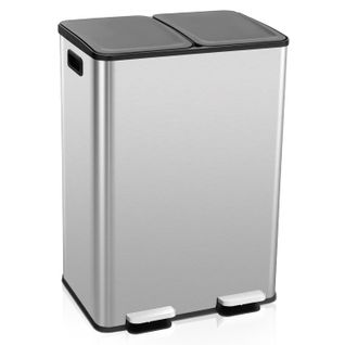 Poubelle Double Compartiments 2 X 30l, Fermeture En Douceur, Casier Pour Désodorisant