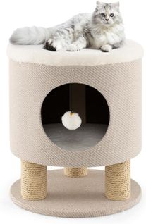 Niche Maison Pour Chat D'intérieur, Petit Condo Pour Chat Avec Balle En Peluche,charge 60 Kg(beige)
