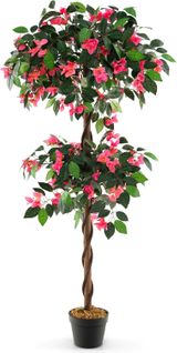 Plante Artificielle En Pot Remplies De Ciment 140cm Avec 252 Fleurs, Décoration Moderne