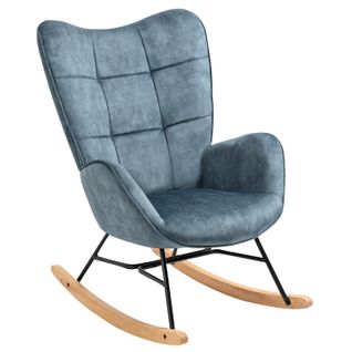 Fauteuil À Bascule En Tissu Bleu