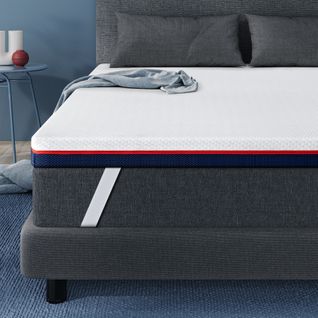Surmatelas 140x190 Cm Inre, Epaisseur 8cm,  Haute Densité, Avec Housse Hypoallergénique Lavable