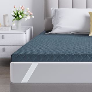 Surmatelas 140x190 Cm Inre, 6 Cm, Mousse à Haute Résilience, Confort Respirant, Design Antidérapant