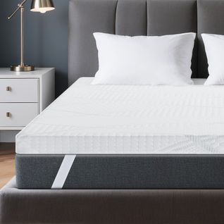 Surmatelas 140x190 - 6cm Mousse Haute Résilience, Housse Démontable pour Sommeil Réparateur
