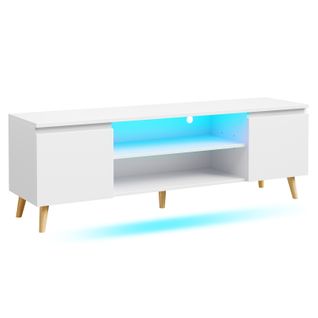 Meuble TV LED - Meuble De Rangement Pour Salon Avec Lumières LED - 120x30x40.5 Cm -BLANC