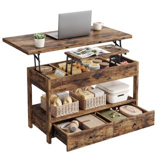 Table Basse - Table De Salon - Hauteur Réglable, Surface En Bois, Panneau Aggloméré ,100x50x54cm