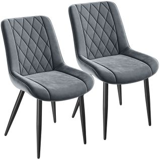 Chaise - Lot De 2 Chaises Salle à Manger, Pieds Métal , Chaise velours - 50x62x85 Cm -gris