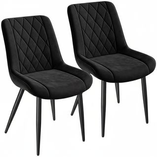 Chaise - Lot De 2 Chaises Salle à Manger, Pieds Métal , Chaise velours - 50x62x85 Cm -NOIR