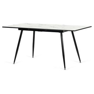 Table De Salle à Manger Extensible Blanche Effet Marbre 120-160x80x75cm