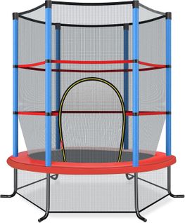 Trampoline De Jardin Pour Enfants Ø165 × 1,60h Cm Avec Filet De Protection,bleu