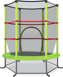 Trampoline De Jardin Pour Enfants Ø165 × 1,60h Cm Avec Filet De Protection,vert