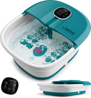 Bain De Pieds Pliant Massant Chauffant Spa Avec Bulle Et Température Réglable (bleu Sarcelle)