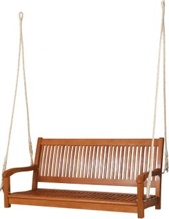 Banc Suspendu 2 Places Balancelle Siège De Balançoire De Jardin En Eucalyptus 126 X 62 X 60 Cm