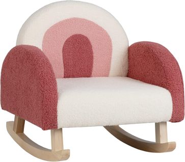 Fauteuil À Bascule Enfant, Fauteuil En Peluche Moderne Avec Pieds En Bois De Peuplier À Bascule