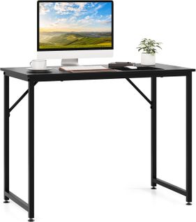 Bureau Informatique Droit - Structure En Métal -100 X 50 X 75 Cm - Noir