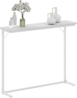Table Console, Consoles Meuble, Bout De Canapé Fin Pour Salon, 100 X 24 X 80 Cm, Blanc