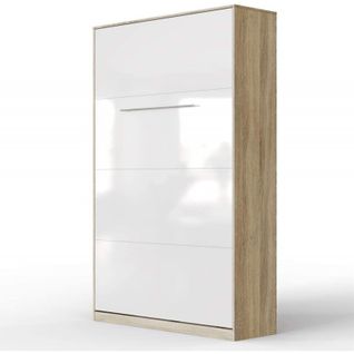 Lit Escamotable +2 Placards V 120x200+(80x2)cm Standard Chêne Sonoma/blanc Brillant