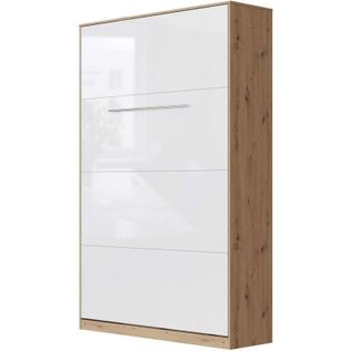 Lit Escamotable +2 Placards V 120x200+(80x2)cm Standard Chêne Sauvage/blanc Brillant