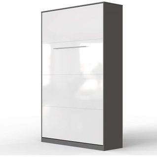 Lit Escamotable +2 Placards V 120x200+(100x2)cm Standard Anthracite/blanc Brillant