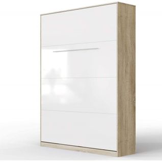 Lit Escamotable +2 Placards V 140x200+(100x2)cm Standard Chêne Sonoma/blanc Brillant