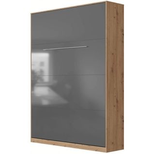 Lit Escamotable +2 Placards V 140x200+(100x2)cm Standard Chêne Sauvage/anthracite Brillant