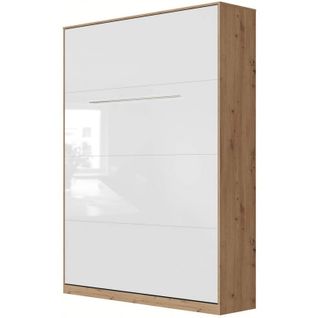 Lit Escamotable +2 Placards V 140x200+(100x2)cm Standard Chêne Sauvage/blanc Brillant