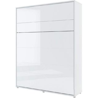 Lenart Armoire Lit Escamotable Vertical 160x200 Cm Blanc Brillant Lit Rabattable Lit Mural"consus"