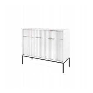 Buffet Blanc 104x83x39cm Pied Métal Avec 2 Tiroirs